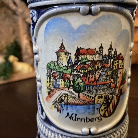 Vintage Ceramic Nurnberg Western Germany Beer/Stein Sei Guter Dinge 14 OZ W/Lid - Picture 12 of 12
